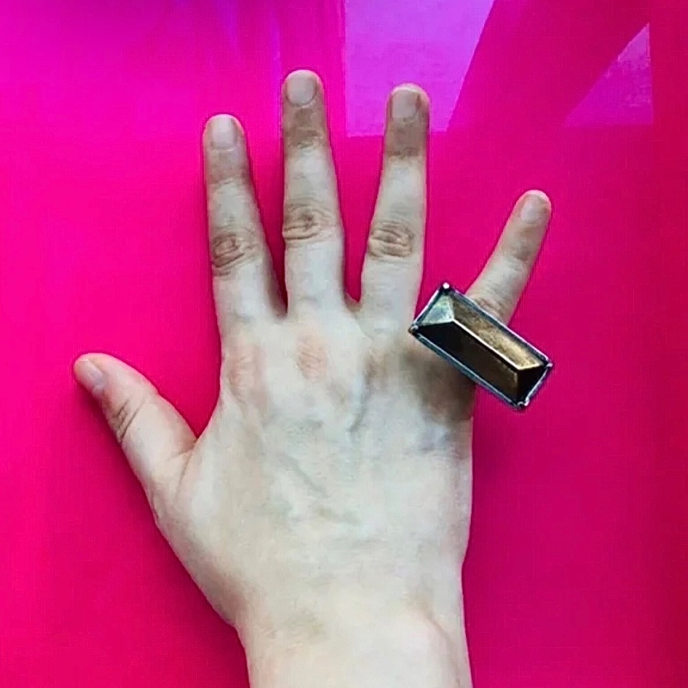 Low Luv x Erin Wasson Antiqued Brass Caged Gem Ring